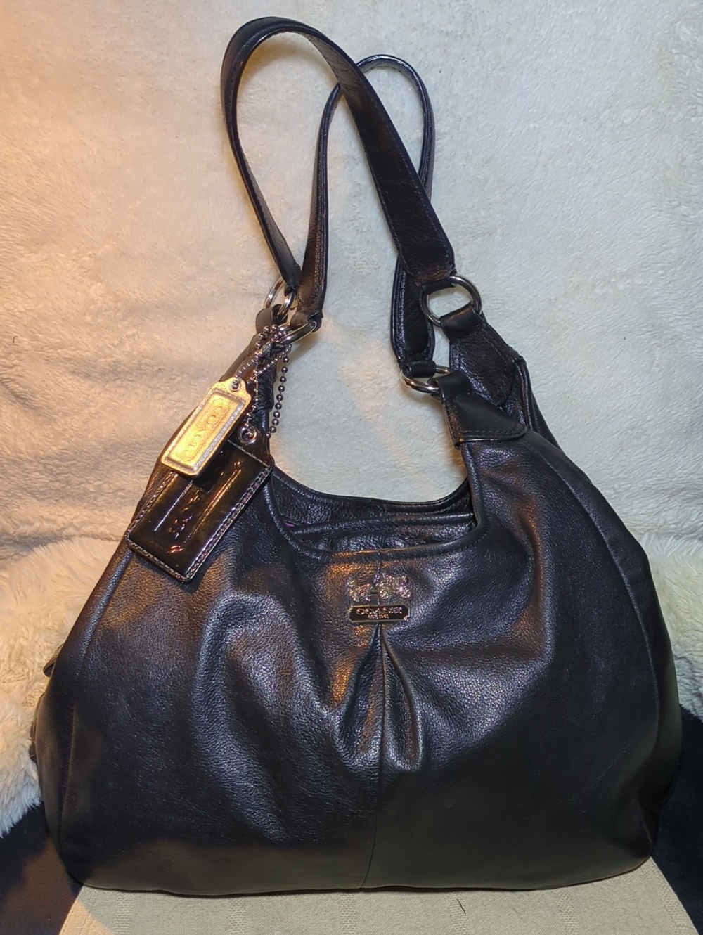 Coach Black Leather Shoulder Hobo Bag with 2 Hang Tags NOW ONLY $250